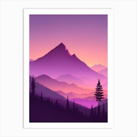 Misty Mountains Vertical Composition In Purple Tone 56 Art Print