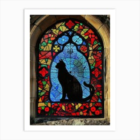 Cat In Stained Glass Window 7 Art Print