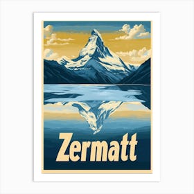 Aihrgdesign A Mid Century Modern Travel Poster For Zermatt 3 Art Print