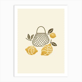 Lemons And Basket Aesthetic  Art Print