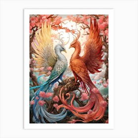 Dragon And Phoenix Illustration 10 Art Print