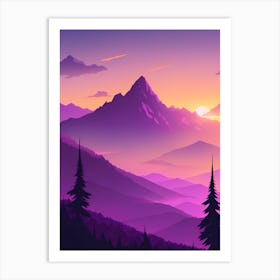 Misty Mountains Vertical Composition In Purple Tone 20 Art Print