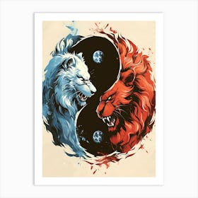 Badass Lion And Wolf 7 Art Print