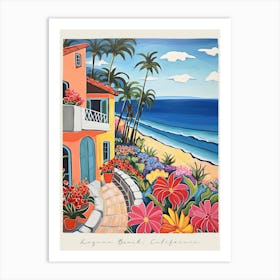 Poster Of Laguna Beach, California, Matisse And Rousseau Style 2 Art Print