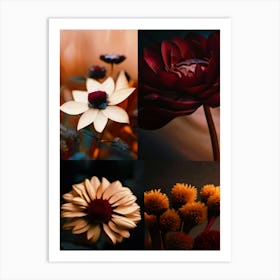 Autumn Flowers, Collage, Autumn Collection  Art Print