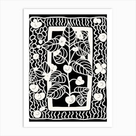 B&W Plant Illustration Hoya 3 Art Print