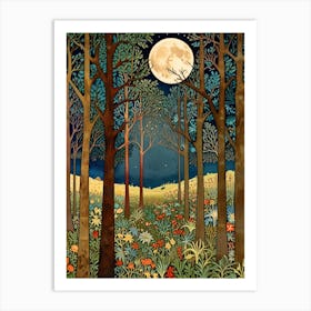 William Morris Moonlight In The Forest 84 Art Print