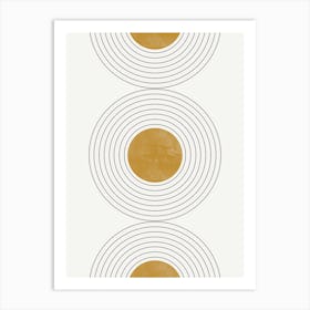 Retro Gold Circles Art Print