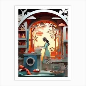 Woman In A Kitchen Art Print