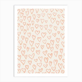 Hearts Pattern 2 Peach Pink Art Print