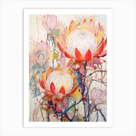 Abstract Flower Painting Protea 2 Art Print