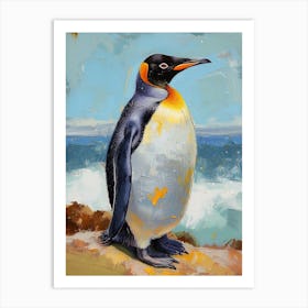 King Penguin Fernandina Island Colour Block Painting 2 Art Print