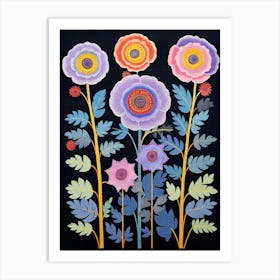 Flower Motif Painting Scabiosa 4 Art Print