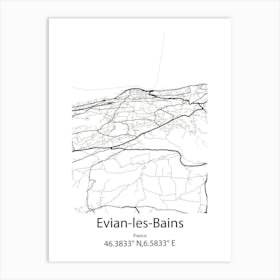 Evian Les Bains,France Minimalist Map Art Print