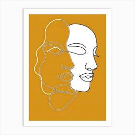 Simplicity Lines Woman Abstract In Yellow 6 Poster