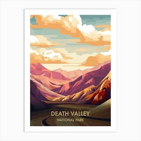 Death Valley Lake National Park Travel Poster Illustration Style 2 Art Print