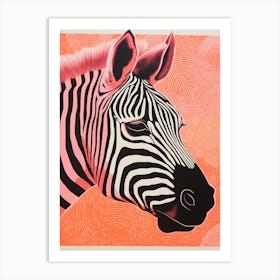 Zebra Pink & Orange Portrait Art Print