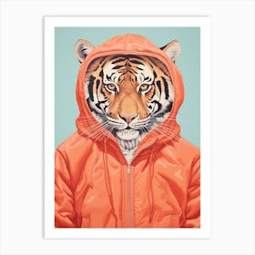 Tiger Illustrations Wearing An Orange Jacket 4 Art Print
