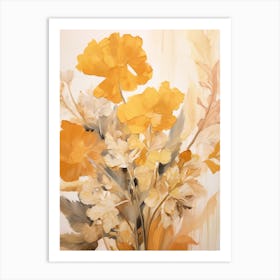 Fall Flower Painting Marigold 1 Art Print