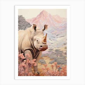 Patchwork Rhino With The Trees 1 Art Print