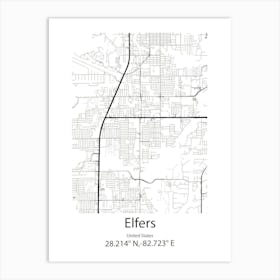 Elfers,United States Minimalist Map Art Print