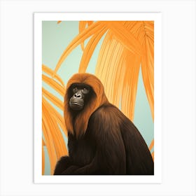 Howler Monkey 3 Tropical Animal Portrait Art Print