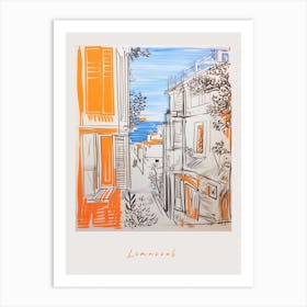 Limassol Cyprus 2 Orange Drawing Poster Art Print