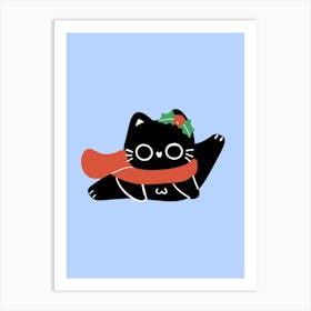 Christmas Cat cute christmas illustration Art Print