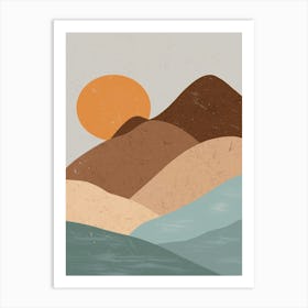 Boho Art Sunset Mountains Sunrise Sun Landscape Nature Photo Art Art Print