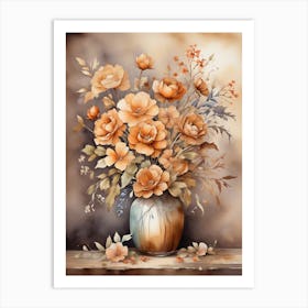 Rustic Elegance Blooms in a Vase Art Print