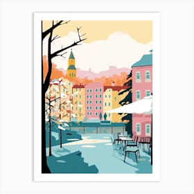 Tampere, Finland, Flat Pastels Tones Illustration 3 Art Print