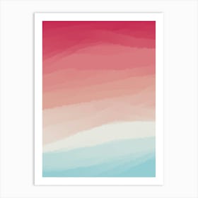 Minimal art abstract watercolor painting of the sunset sky and warm waves Art Print