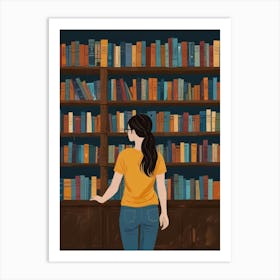 Girl In A Library Art Print