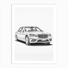 Mercedes Benz S Class Line Drawing 12 Art Print