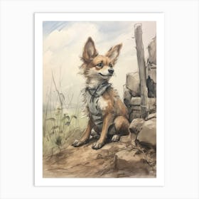 Storybook Animal Watercolour Jackal 1 Art Print