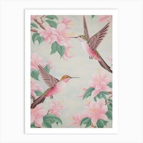 Vintage Japanese Inspired Bird Print Hummingbird 1 Art Print