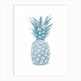 Blue Pineapple Handrawn Art Print