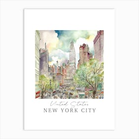 United States, New York City Storybook 4 Travel Poster Watercolour Art Print