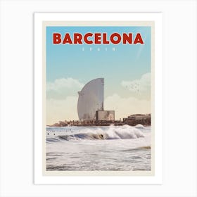Barcelona Spain Beach Travel Poster Art Print