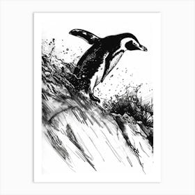 King Penguin Diving Into The Water 3 Art Print