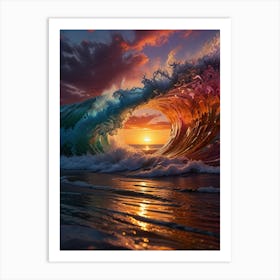 Ocean Wave At Sunset Art Print