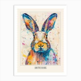 Arctic Hare Colourful Watercolour 4 Poster Art Print