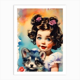 Little Girl With Dog Art Print