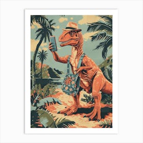 Dinosaur & A Smart Phone Retro Collage 3 Art Print
