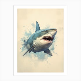 Vintage Illustration Of A Shark 2 Art Print