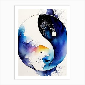 Close Up 2 Ying And Yang Watercolour Art Print