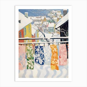 The Windowsill Of Lillehammer   Norway Snow Inspired By Matisse 1 Art Print