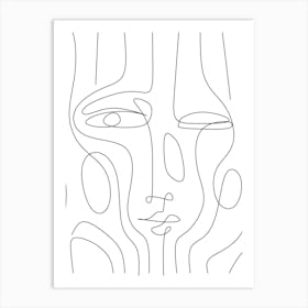 Line Drawing Of A Face Art Print