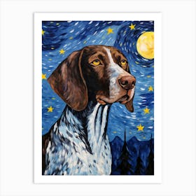 German Shorthair Pointer Starry Night Dog Portrait Art Print