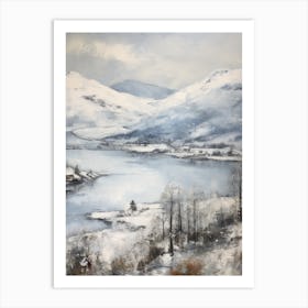 Vintage Winter Painting Lake District United Kingdom 3 Art Print